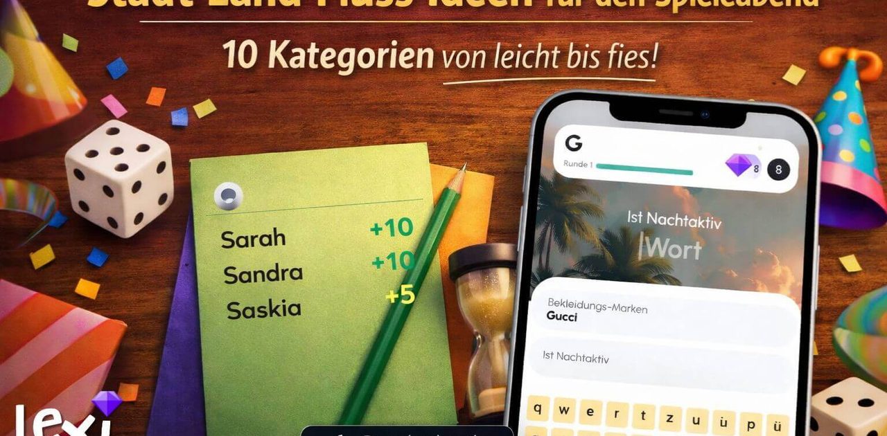 Stadt Land Fluss Ideen für den Spieleabend: 10 Kategorien